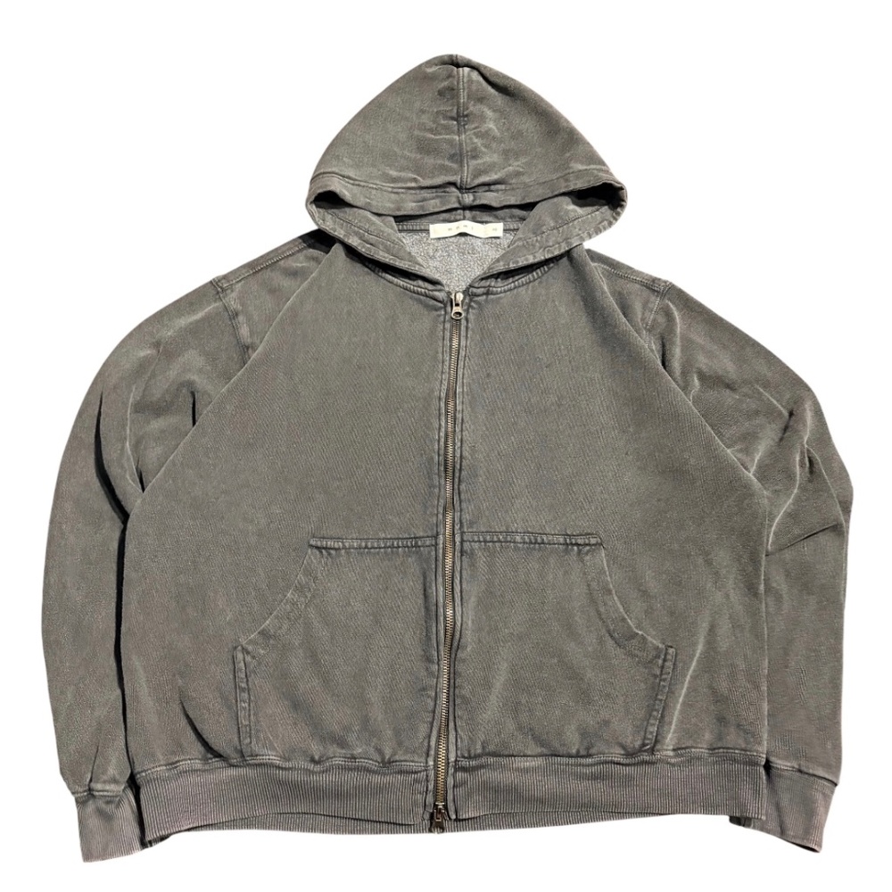 MNML Vintage Wash Cropped Full-Zip Hoodie – Cotton Fleece XS